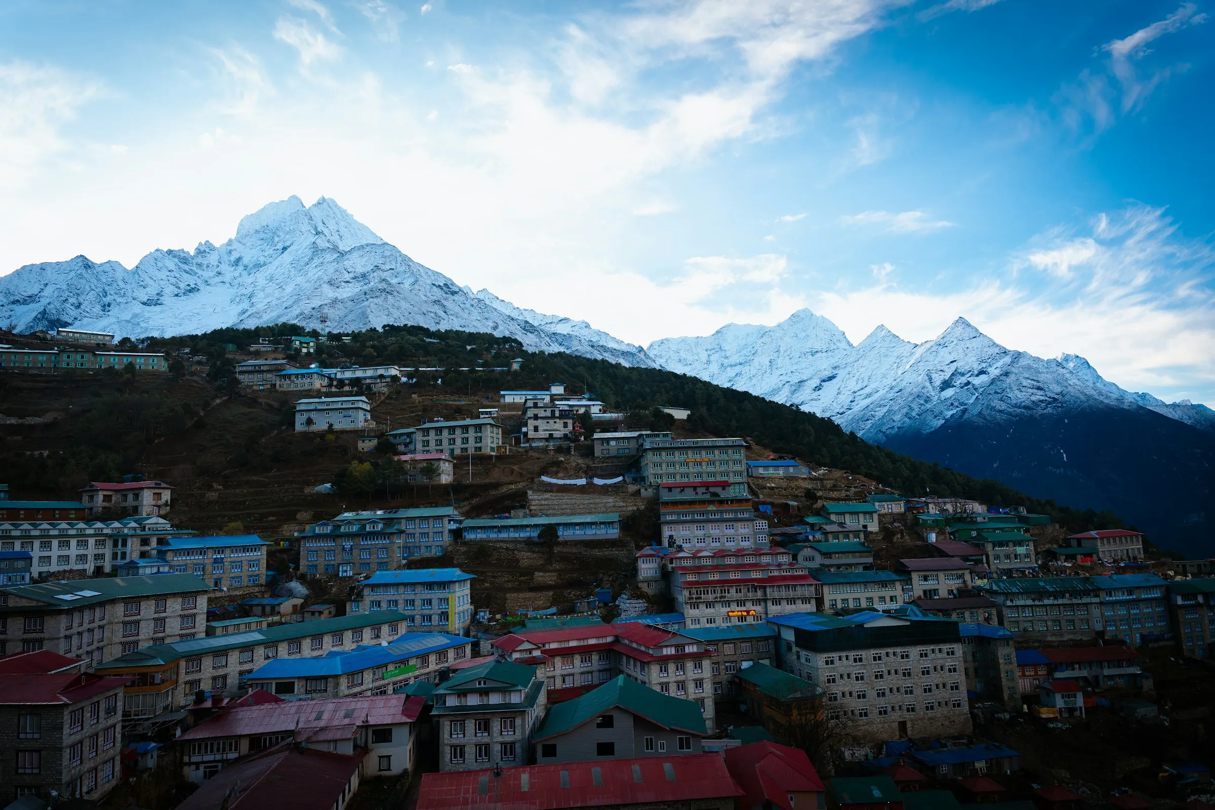 Namche Bazaar, the Sherpa town on a hillside amphitheatre
